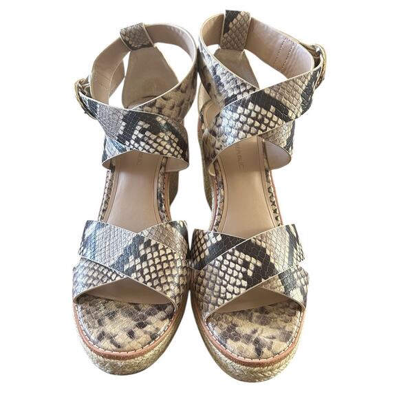 Banana Republic Leather Espadrille Wedge Sandal Women's 8 Snake Print Buckle - Picture 1 of 8